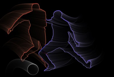 Red and Blue Footballer Silhouettes